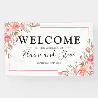 Elegant Pastel Pink Floral Wedding Banner