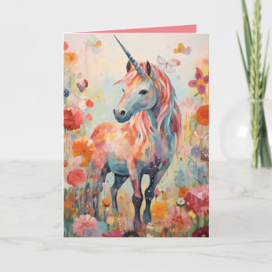 Elegant Pastel Pink Magical Unicorn Folded Card