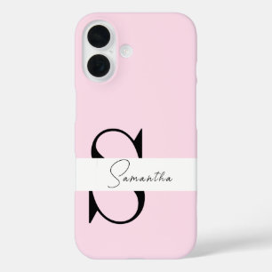 Élégant Pastel Pink Monogram coque iphone