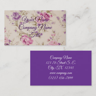Elegant Pastel Pink & Purple Garden Blooms Business Card