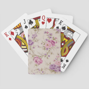 Elegant Pastel Pink & Purple Garden Blooms Playing Cards