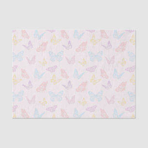 Elegant Pastel Pink Seamless Butterfly Pattern Tissue Paper