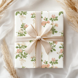 Elegant Pastel Pink Watercolor Ribbon Wrapping Paper
