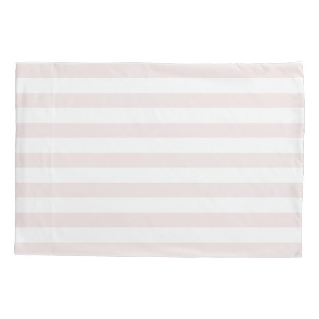 Elegant Pastel Pink & White Stripes Pattern Pillowcase (Back)