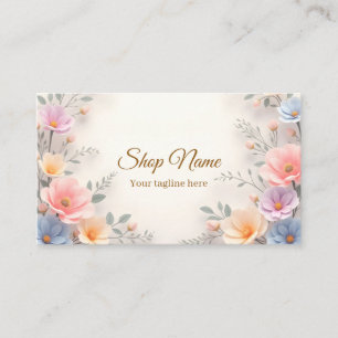 Elegant Pastel Pink Yellow Light Blue Floral Frame Business Card