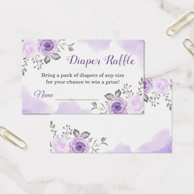 Elegant Pastel Purple Floral Diaper Raffle Tickets (Office)