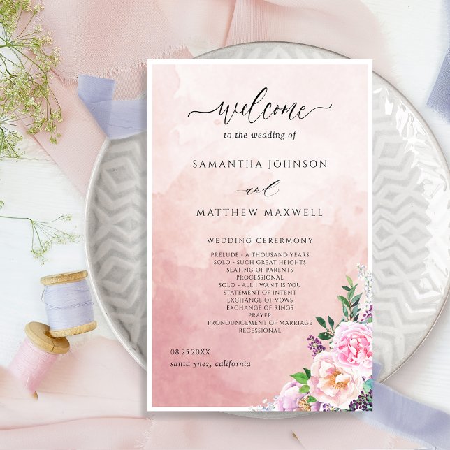 Elegant Pastel Purple Floral Wedding Program (Creator Uploaded)
