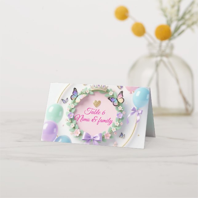 Elegant Pastel Quinceañera Place Cards (Front)