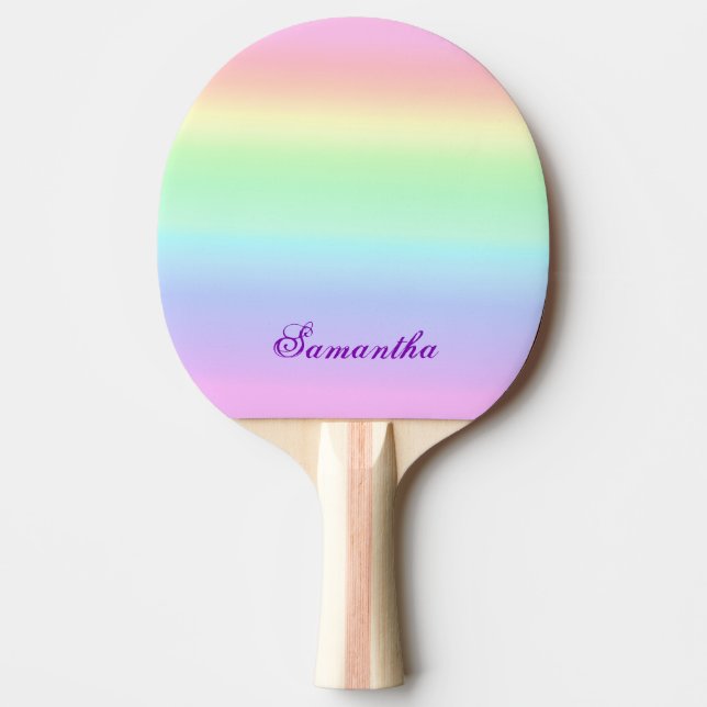 Elegant Pastel Rainbow Aesthetic Ping Pong Paddle (Front)