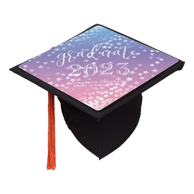 Elegant Pastel Rainbow Graduate Graduation Cap Topper (Angled)