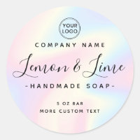 Elegant pastel rainbow round product label