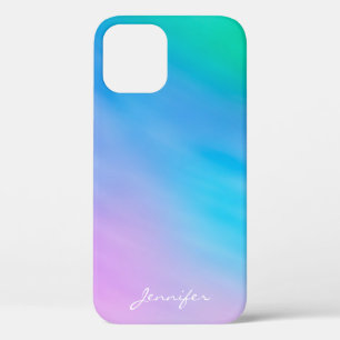 Elegant Pastel Rainbow Sky Add Name iPhone 12 Case