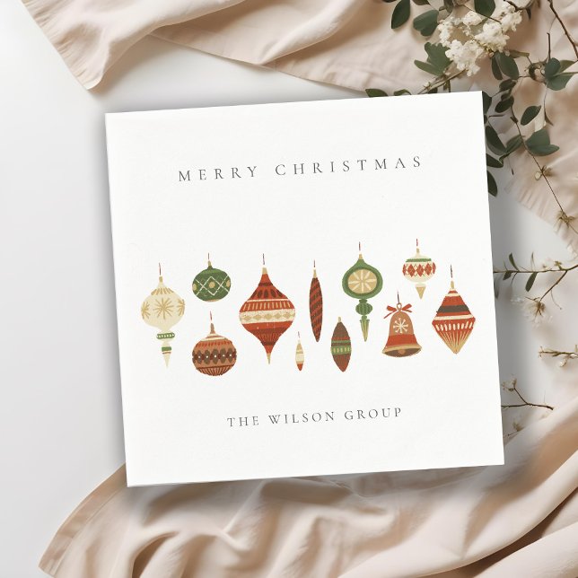 ELEGANT PASTEL RED GREEN STAR CHIRSTMAS ORNAMENTS NAPKIN (Creator Uploaded)