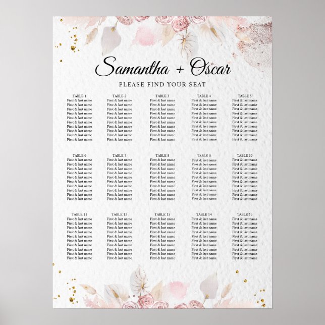 Elégant Pastel Rose Flore Cadre Fancy Poster (Devant)