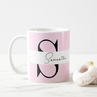 Elégant Pastel rose Mug personnalisé avec Monogram