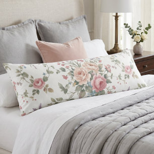 Elegant Pastel Roses Shabby Chic Body Pillow