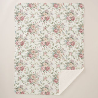 Elegant Pastel Roses Shabby Chic Sherpa Blanket