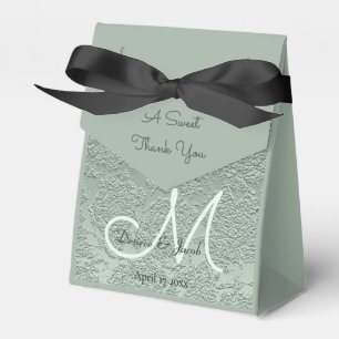 Elegant Pastel Sage Green Wedding Monogram Favor Box