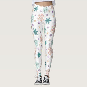 Elegant Pastel Snowflake Pattern Leggings