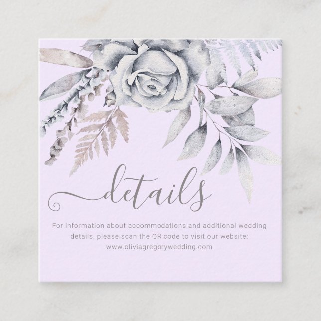 Elegant Pastel Spring Flower QR Wedding Details Enclosure Card (Front)