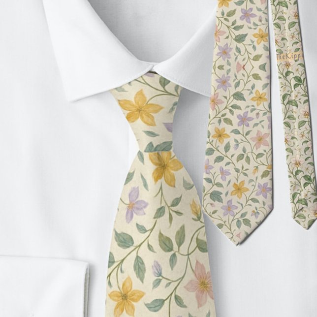 Elegant Pastel Star Flower Pattern Tie (Creator Uploaded)
