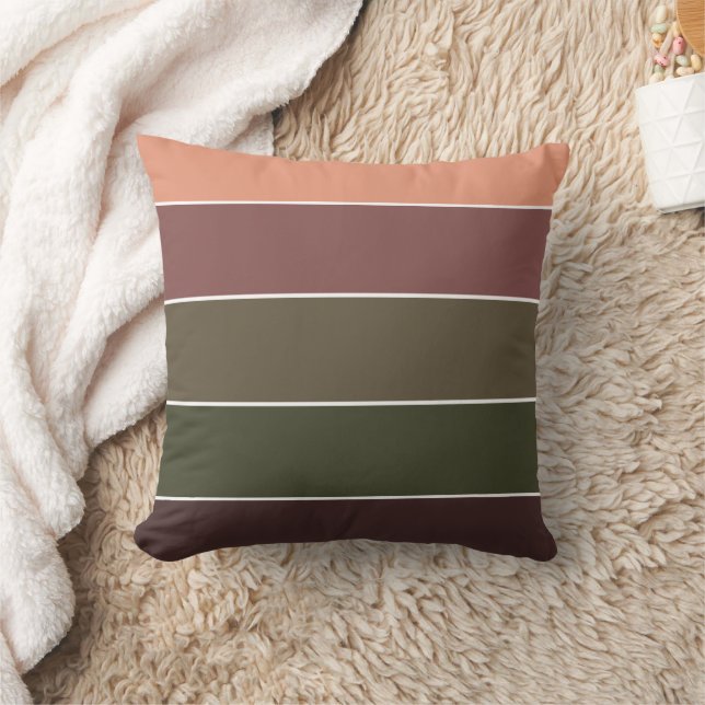 Elegant Pastel Striped Pattern Fall Thankgiving Throw Pillow (Blanket)