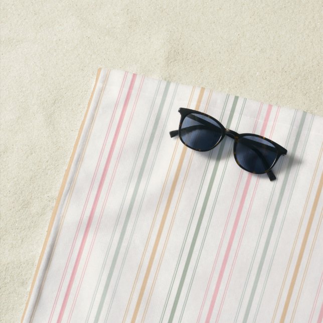 Elegant Pastel Stripes Beach Towel (In Situ)