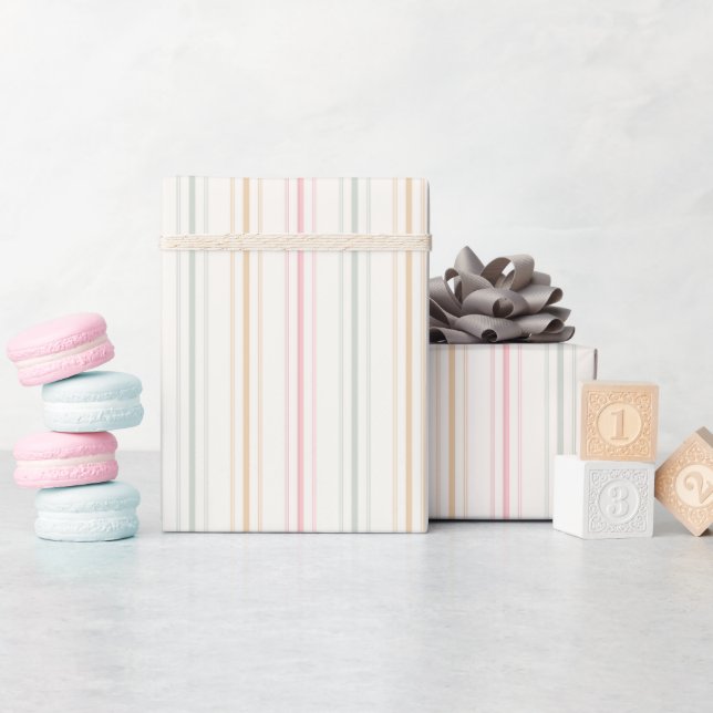Elegant Pastel Stripes Wrapping Paper Roll (Baby Shower)