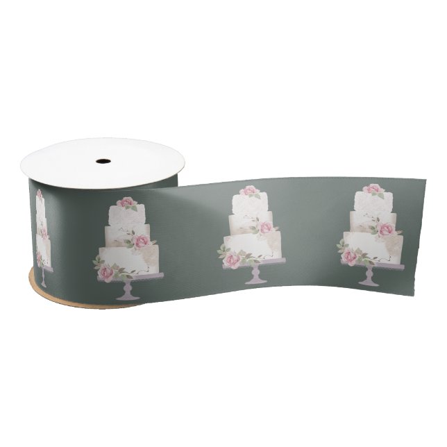 Elegant Pastel Three Tier Cake Satin Ribbon (Spool)