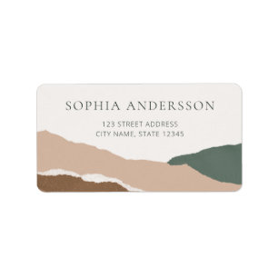 Elegant Pastel Torn Edge Landscape Return Address Label