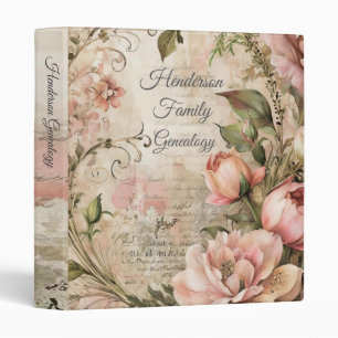Élégant Pastel Victorian Flower Genealogy Classeur