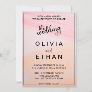 Elegant Pastel Watercolor Dusty Abstract Wedding Invitation