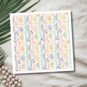 Elegant Pastel Watercolor Easter Stripes Eggs Napkin