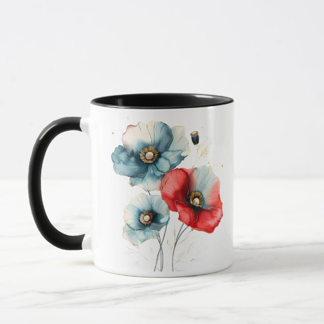 Elegant Pastel Watercolor Floral Illustration Mug (Left)