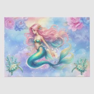 Elegant Pastel Watercolor Mermaid Decoupage Tissue Paper