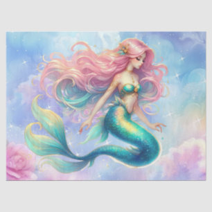 Elegant Pastel Watercolor Mermaid Decoupage Tissue Paper