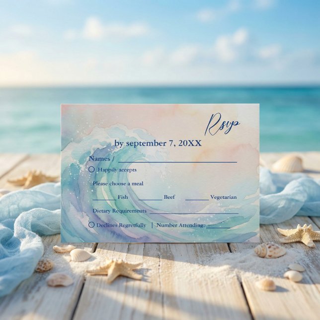 Elegant Pastel Watercolor Rsvp  | Soft Blush   (#WeddingRSVP #WatercolorDesign #ElegantWedding #PastelAesthetic #BeachWedding #SoftColors #Wedding)