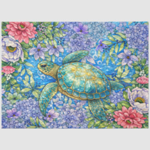 Elegant Pastel Watercolor Sea Turtle Decoupage Tissue Paper
