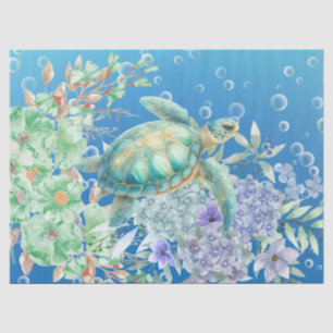 Elegant Pastel Watercolor Sea Turtle Decoupage Tissue Paper