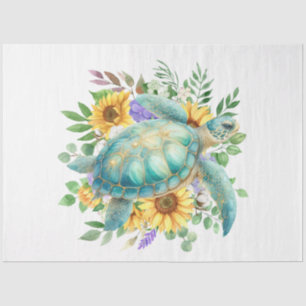 Elegant Pastel Watercolor Sea Turtle Decoupage Tissue Paper
