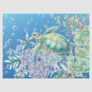 Elegant Pastel Watercolor Sea Turtle Decoupage Tissue Paper