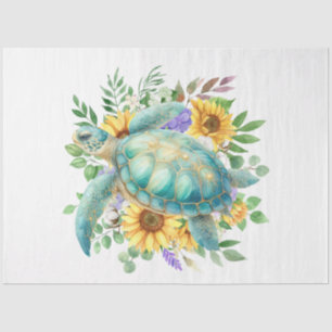 Elegant Pastel Watercolor Sea Turtle Decoupage Tissue Paper