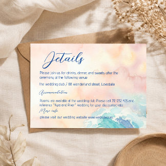 Elegant Pastel Watercolor Wedding Details Enclosure Card