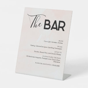 Elegant Pastel Wedding Drinks Bar Menu Pedestal Sign