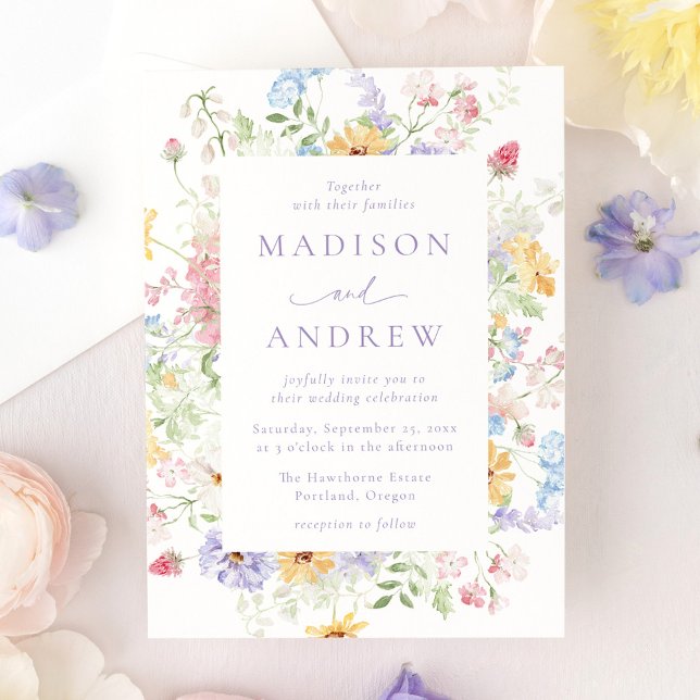 Elegant Pastel Wildflower Garden Wedding Invitation (Creator Uploaded)