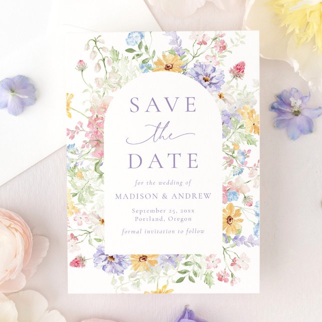 Elegant Pastel Wildflower Garden Wedding Save The Date (Creator Uploaded)