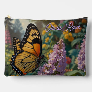 Elegant pastel wildflower garden with butterfly accessory pouch