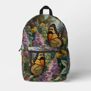 Elegant pastel wildflower garden with butterfly printed backpack