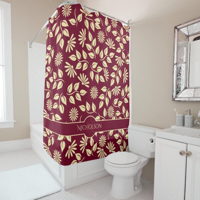 Elegant Pastel Yellow Leaves Daisies Burgundy (In Situ)