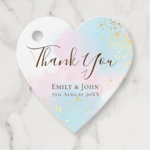 Elegant Pastels Pink Teal Gold Confetti Wedding Favour Tags